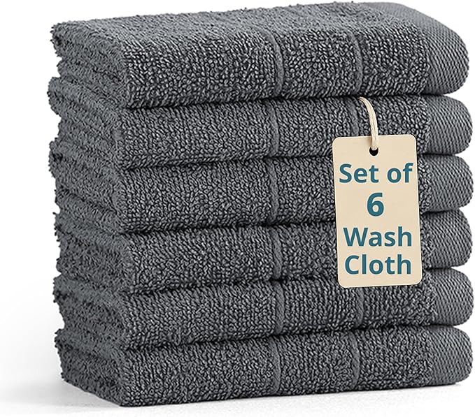 Casa Platino Wash Cloths Pack of 6-100% Cotton Washcloths