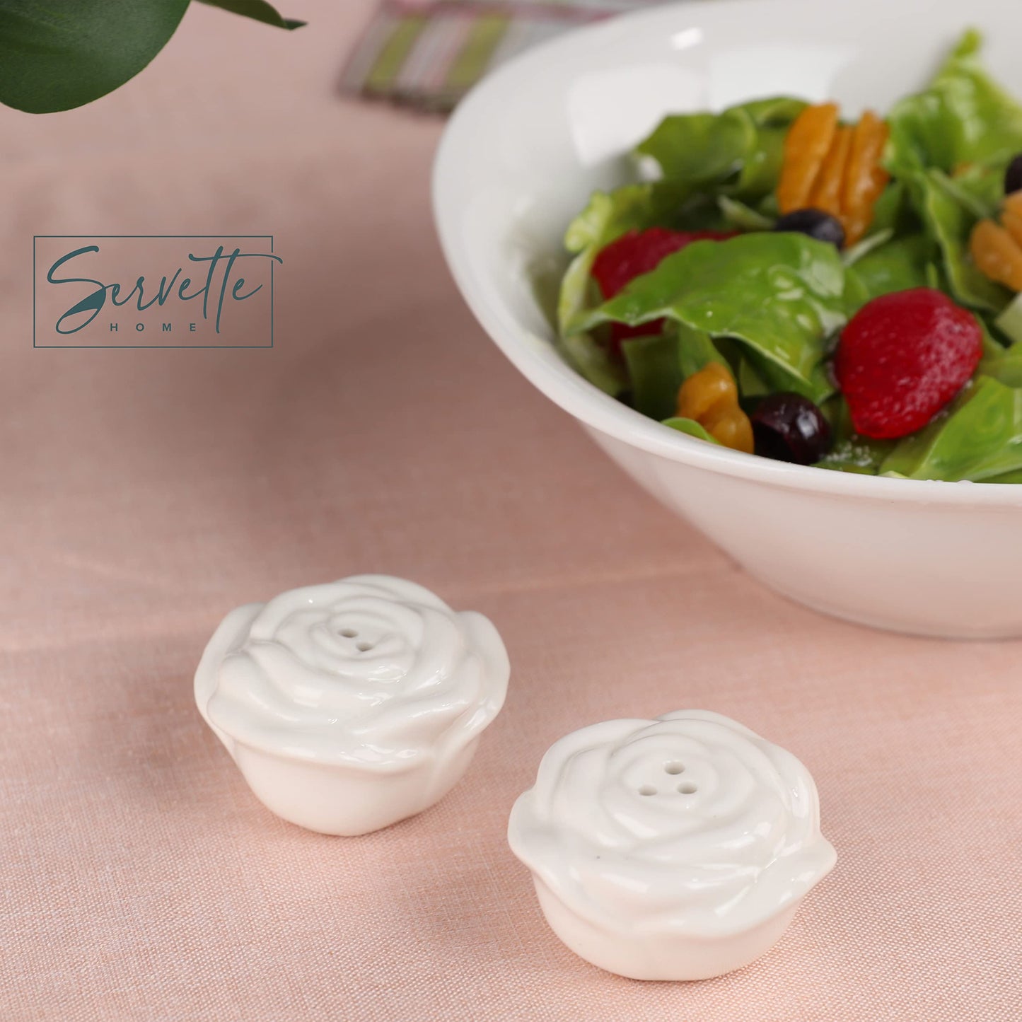 Mini White Roses Salt and Pepper Shakers
