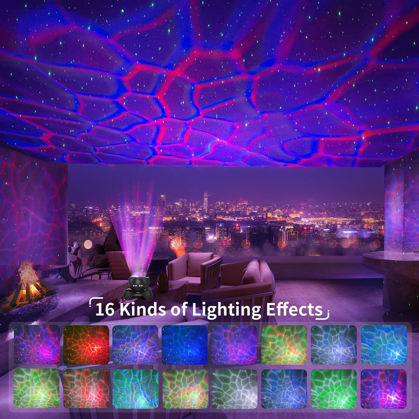 ENOKIK Star Projector, Galaxy Projector Built-in Bluetooth Speaker and 8 White Noise, Night Light for Kids Adults, Aurora Nebula Lamp for Home Decor/Relaxation/Party/Music/Gift (Black)