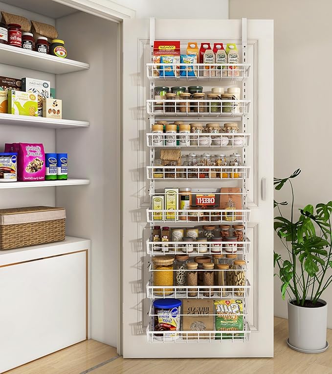 Over The Door Pantry Organizer, Wall Mount Spice Rack, Pantry Hanging Storage