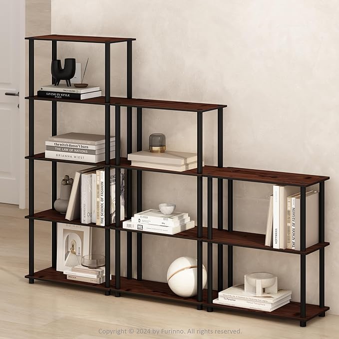 Furinno Turn-N-Tube Book Shelf, 5-Tier Bookshelf, Bookcase