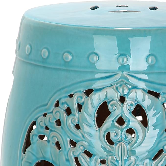 Safavieh Flora Glazed Ceramic Decorative Garden Stool, Blue