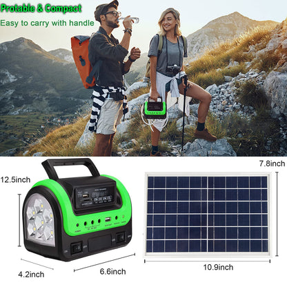 Solar Generator with Panel,Solar Power Generators Portable Power Station with Flashlight,Emergency Power Supply for Home Use Camping Hunting Emergency(Green)