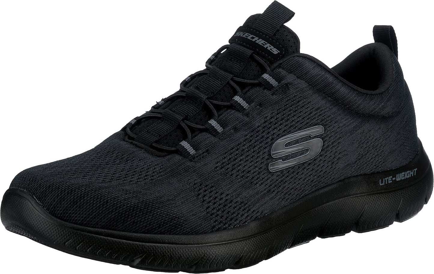 Skechers Men's Summits-LOUVIN Low Shoes, Black Mesh/Pu/Trim, 11 UK