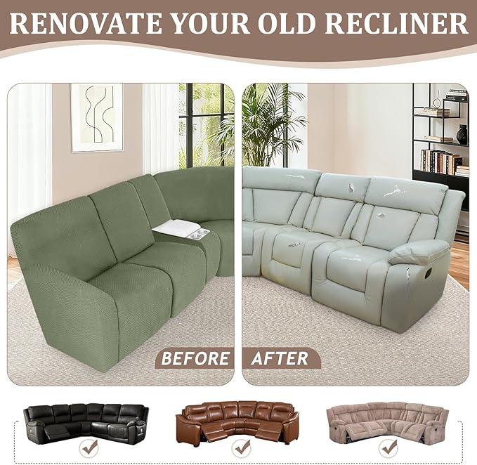 ALIECOM 100% Waterproof Recliner Sectional Couch Covers L Shape Stretch Corner