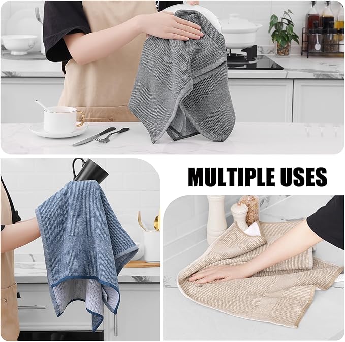 Homaxy Premium Kitchen Towels, Large Cotton Kitchen Hand Towels, Flat and Terry