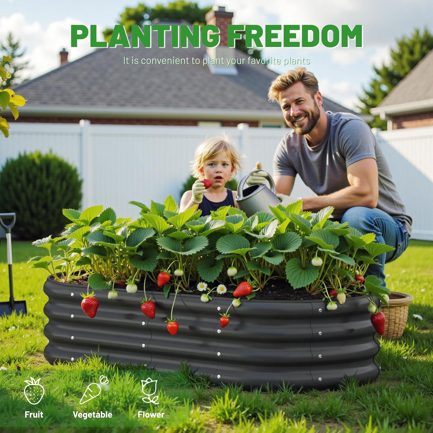 Anmiro Galvanized Steel Raised Garden Beds, 4x2x1ft-2PCS for Lightweight Planter Boxes Outdoor with Easy Assembly, Oval Large Gardening Box for Vegetables, Fruits, Flower,Black