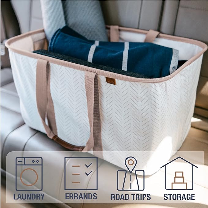 CleverMade Collapsible Laundry Tote 2-Pack – Foldable Carry-All Storage Bin
