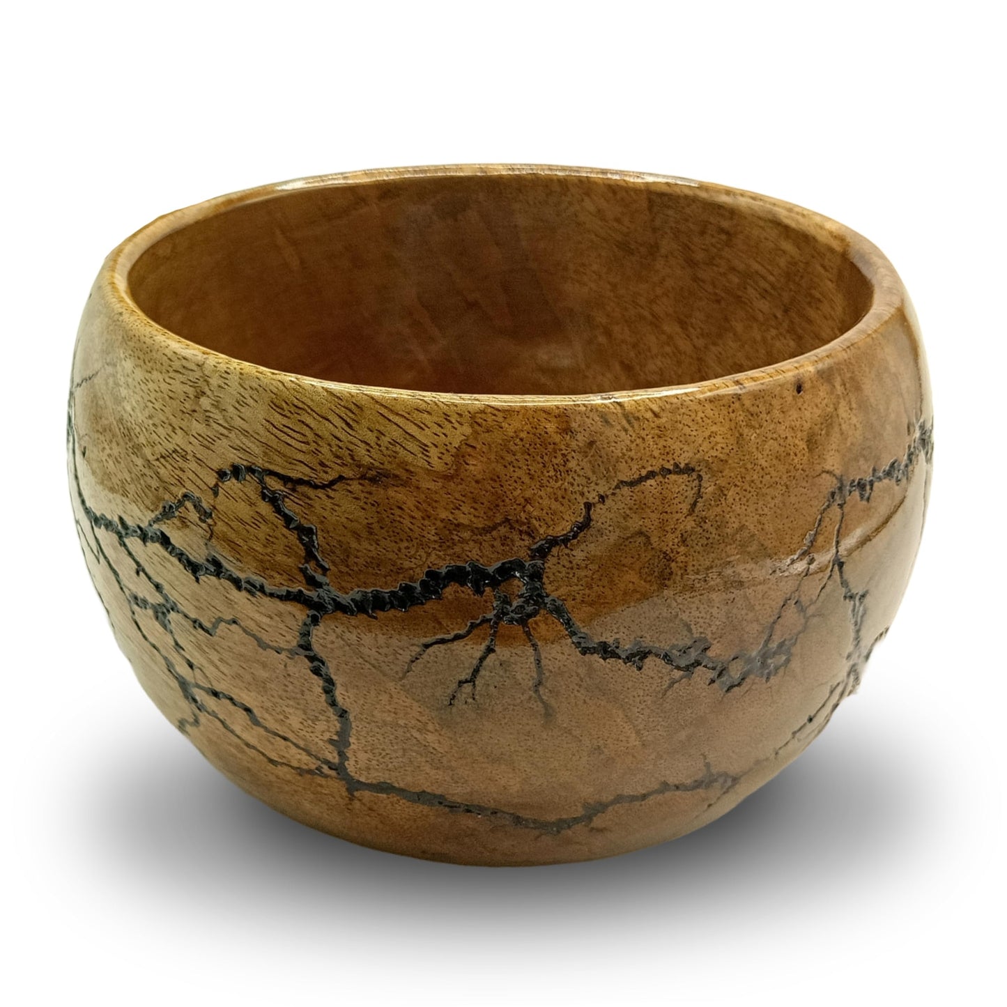 AYZCORP Fractal Burn Wood Bowl - Decorative Mango Wood Bowl for Kitchen, Dining, Entryway, Desk, and Holding Keys, Cuff Links, Coins