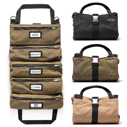 Official Legacy Tool Roll Bag - Easy to Carry 5-Pocket Roll Up Tool Bag - Durable Canvas, Rust-Proof YKK Zippers, Secure Buckle - A Loving Gift for Dads, Mechanics, Electricians & Hobbyists| ArmyGreen
