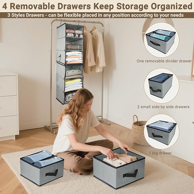 2-in-1 Durable 6-Tier Hanging Closet Organizer