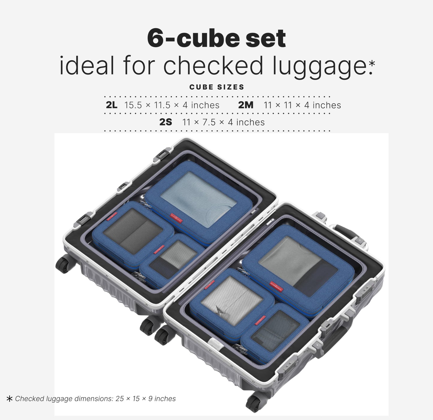 LeanTravel Compression Packing Cubes for Travel Organizers with Double Zipper (12-Pack Black-Blue)