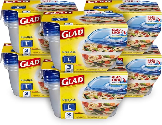 Glad GladWare Deep Dish Food Storage Containers, Large Rectangle