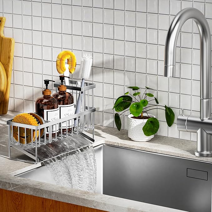 Cisily Extra Large Silver Kitchen Sink Caddy Organzier