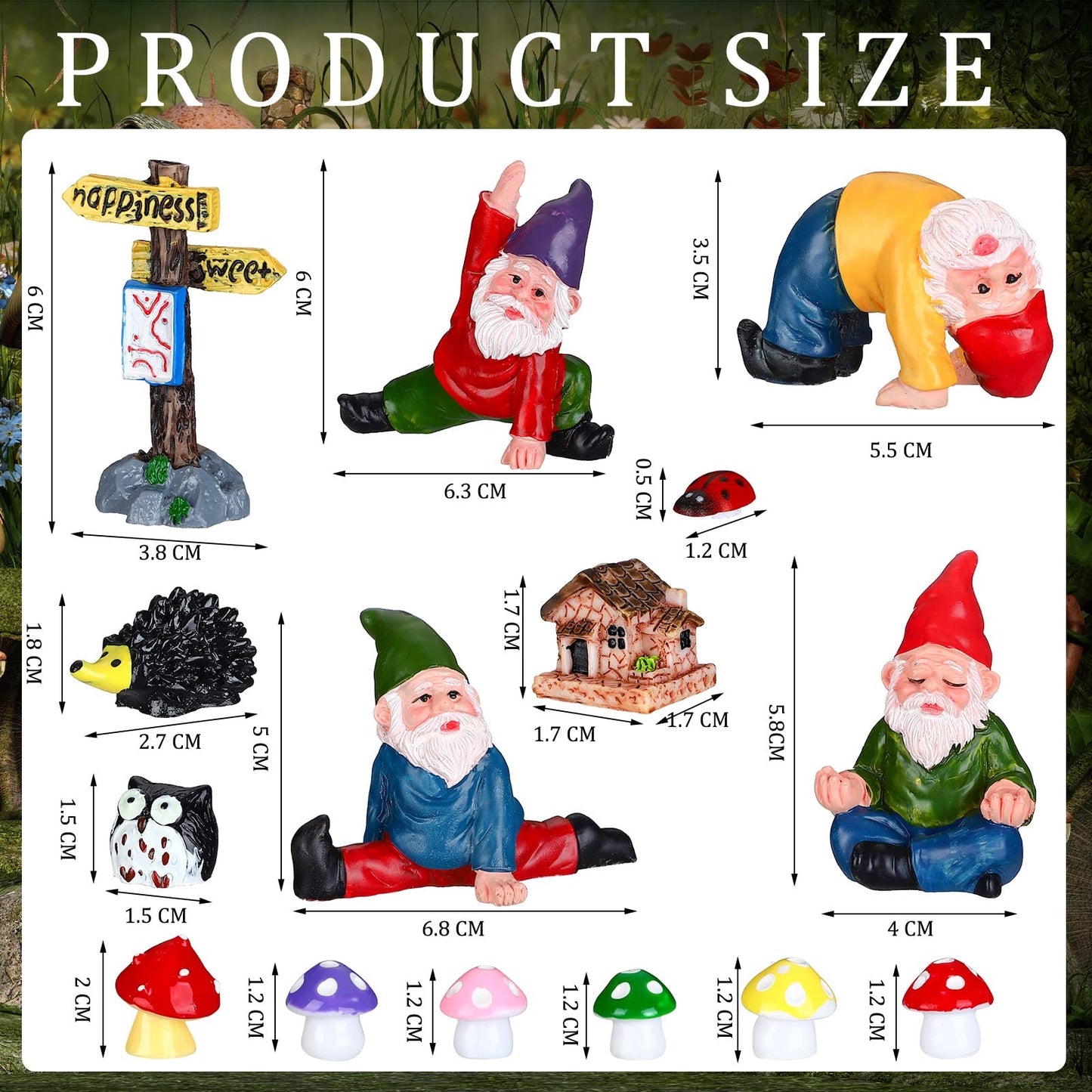 Jetec Gnomes Fairy Resin Statues Miniature Garden Accessories Mini Dwarf Figurine Fairy Miniature Ornament DIY Kit Micro Landscape Ornaments for Outdoor Indoor Patio Yard Lawn Garden ﻿(Yoga Gnomes)