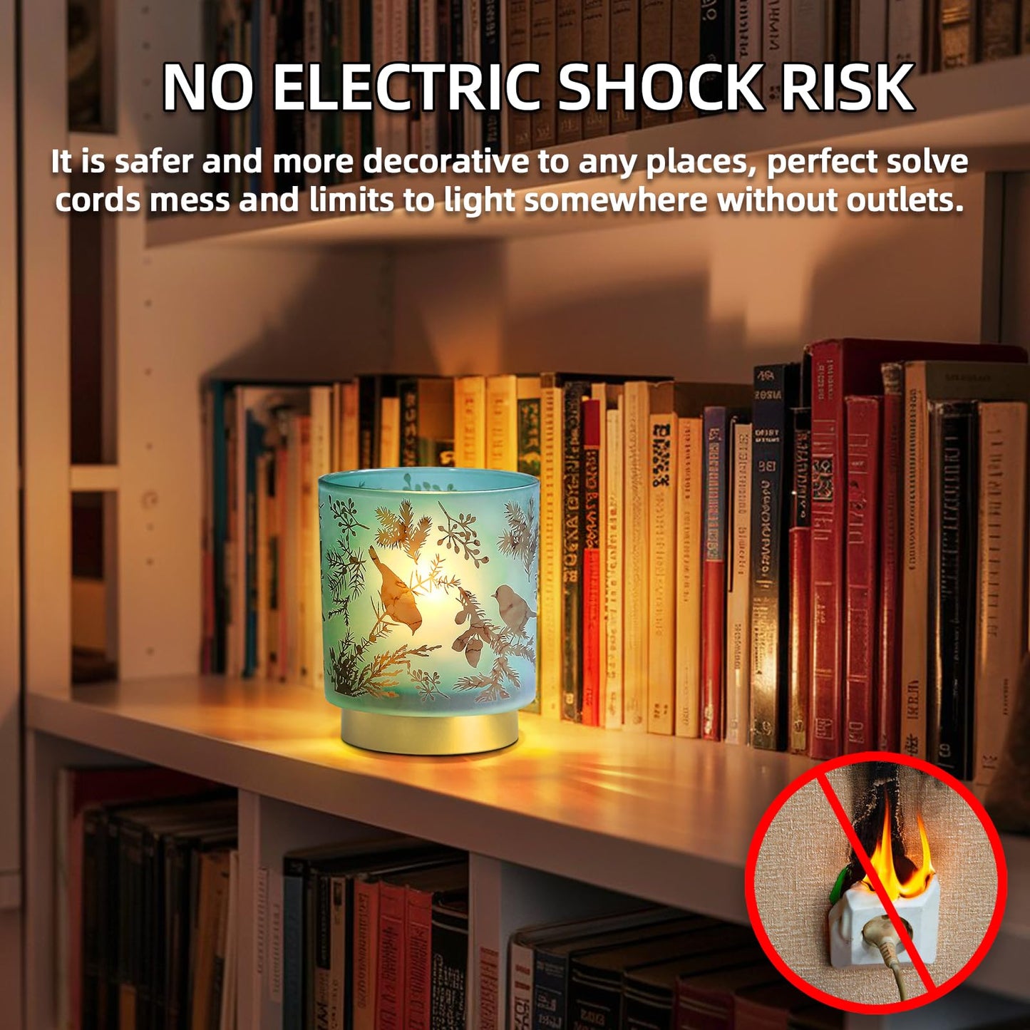 Cordless Table Lamp Timer, BIG 7'' Battery Operated Lamp, Emergency Table Lamp for Area No Plug/Hurricane, Decorative Bird Lamp for Kitchen Counter/Entryway/Bathroom/Living room/Mothers Day Gifts