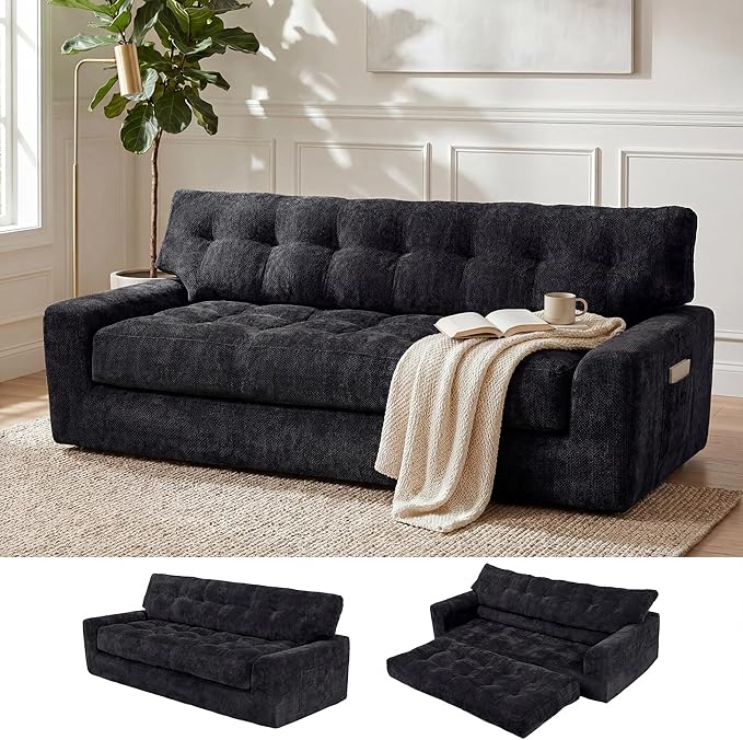 MONVANE 75.6" Convertible 3 Seater Sofa, 2-in-1 Boneless Sleeper Sofa Bed