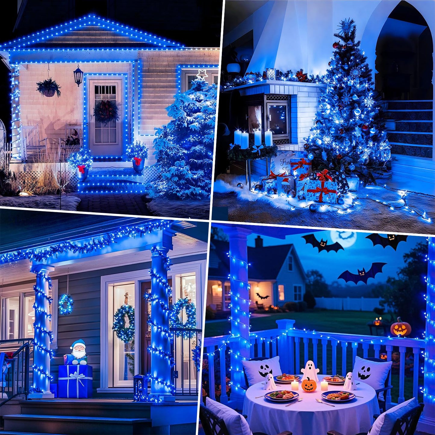 Decute Christmas String Lights Waterproof 300LED 105FT UL Certified with End-to-End Plug 8 Modes, Outdoor Indoor Starry Fairy Lights for Christmas Tree Patio Garden Wedding Party Decor Blue