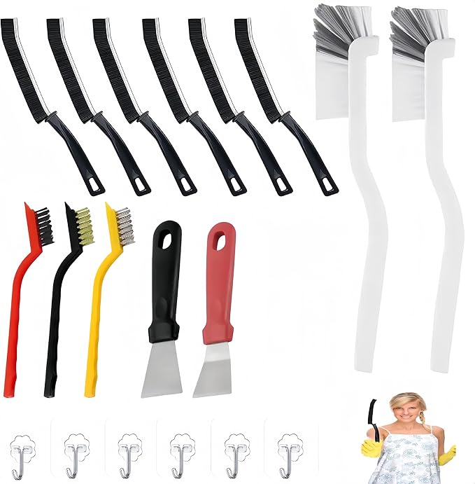 19Pcs Crevice Cleaning Brush Set, Hard Bristle Cleaning Brush，Multi Purpose Gap