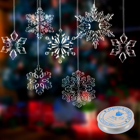 Acrylic Crystal Snowflakes Ornaments Acrylic Xmas Snowflakes for Christmas Winter DIY Decoration, Assorted Sizes 1.6/2/ 2.8/3.4/4.4 Inches (Clear, 24)
