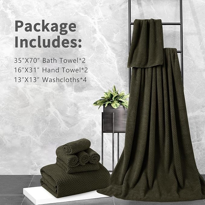 8 Piece Bathroom Towel Set Brown |2 Oversized Large Bath Towels Sheet, 2 Hand