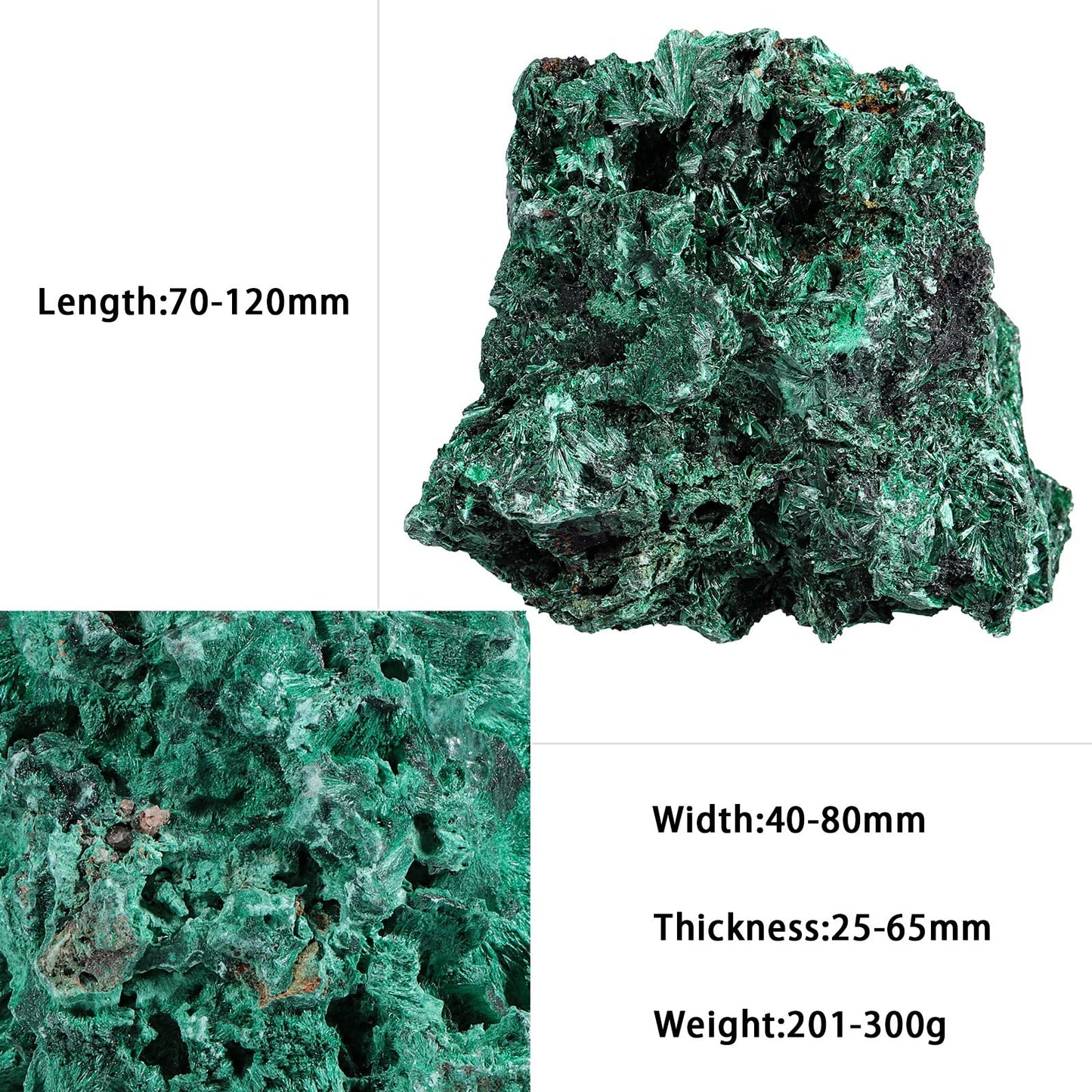 Nupuyai Natural Raw Malachite Crystal Stone for Reiki Healing Stress Anxiety, Real Green Malachite Specimen Cluster Decor for Home Office Tabletop, 201-300g