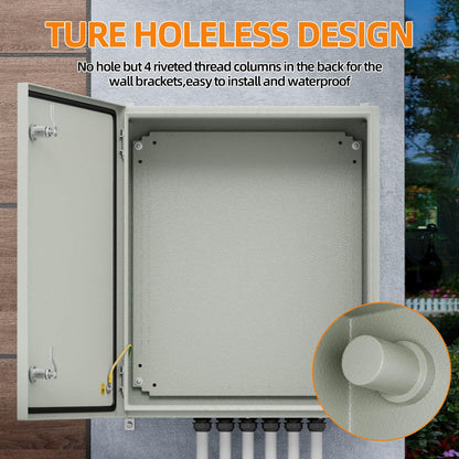 KWONONG Metal Enclosure, IP65 Waterproof Electrical Box for Indoor and Outdoor Projects, Includes Mounting Plate and Wall Bracket 600×500×250mm (24"×20"×10")