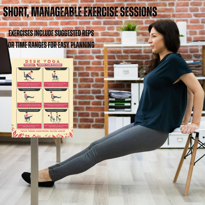 Auroscent Desk Yoga 7-Day Seated Stretching Routine – Chair Yoga Workout Charts, Office Exercise Program for Neck, Shoulders & Back, Daily Mobility & Stretch Guide for Home or Work