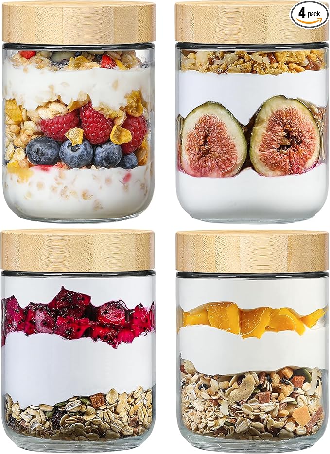 NETANY 4-pack 16oz Glass jars