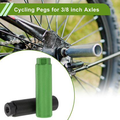 PARSLUCK 4 Pcs Aluminum Alloy Anti-Skid Bike Pegs 100mm Length Bicycle Backseats Stands Cycling Foot Pegs 3/8 Inch Axles Black Green