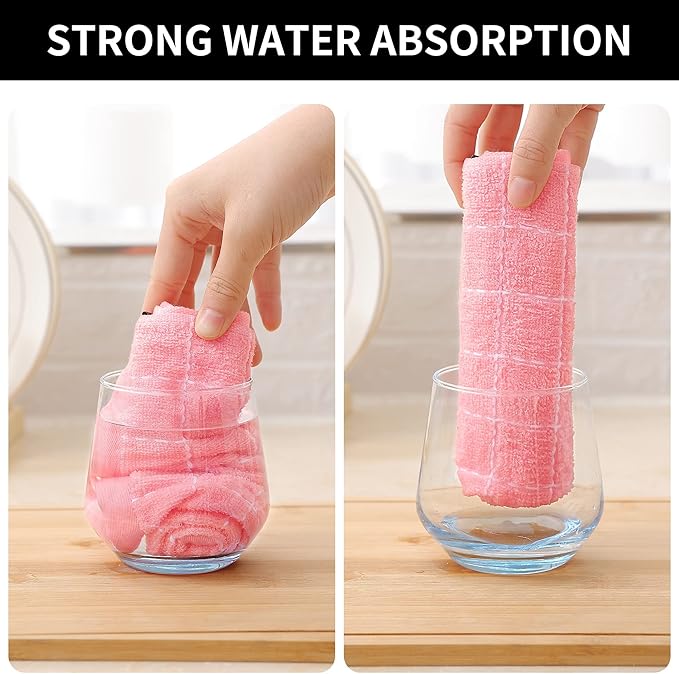 Homaxy 100% Cotton Terry Kitchen Towels, Checkered Designed, Soft and Super