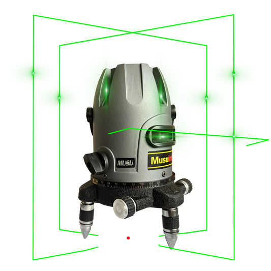 (Outdoor Laser Level) Picture Hanging Tool Green Light Lasers 5-Lines Laser Outside Leveler 360 Self Leveling Super Bright With 360° rotating base and strong light spot Digital display battery