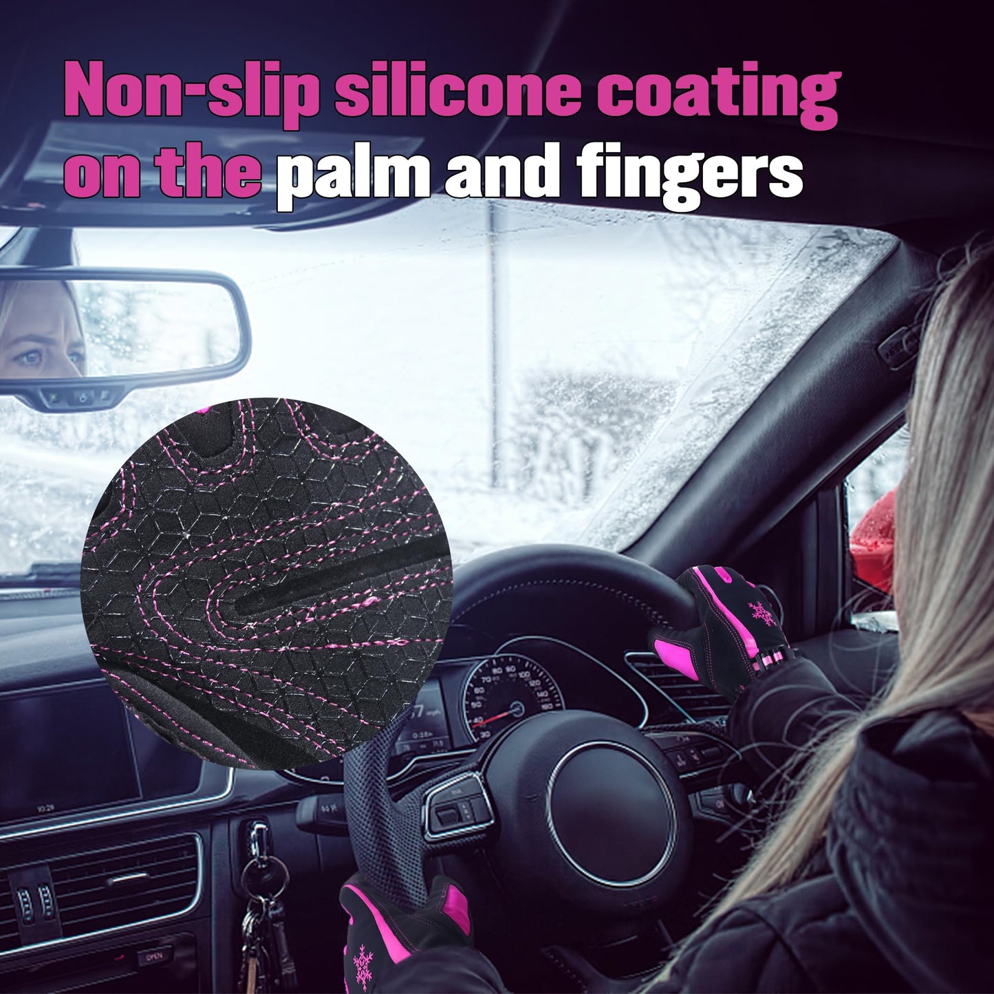 HANDLANDY Womens Winter Work Gloves, Insulated Thermal Working Gloves Touchscreen Warm Gardening Gloves Small