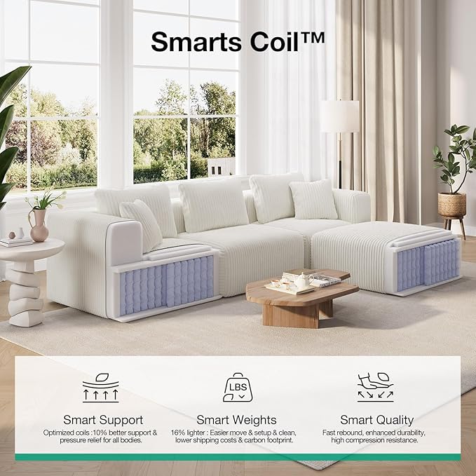 Novilla 141" Modular Sectional Sofa, Modern Cloud Sectional Couch