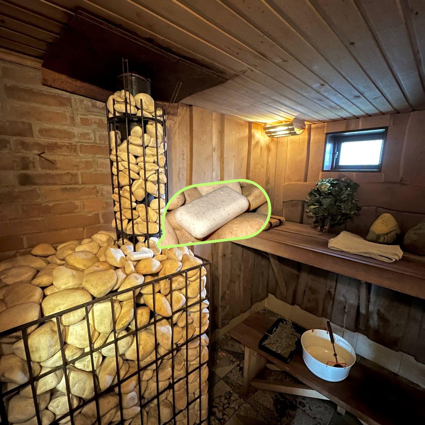 Peppermint Aroma Sauna Salt Block – Natural Rock Salt Infused with Peppermint Essential Oil for Steam Room & Sauna – Reusable Aromatherapy Stone for Energy & Breathing Support