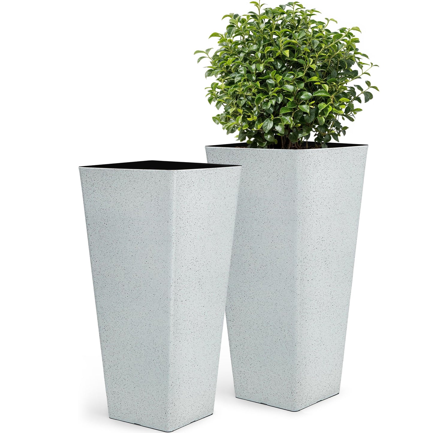 Autodaya 28" Tall Planters for Outdoor Plants, Extra-Large White Flower Pots for Blaconl, Porch, Living Room Corner, Garden, Patio, Deck Decor