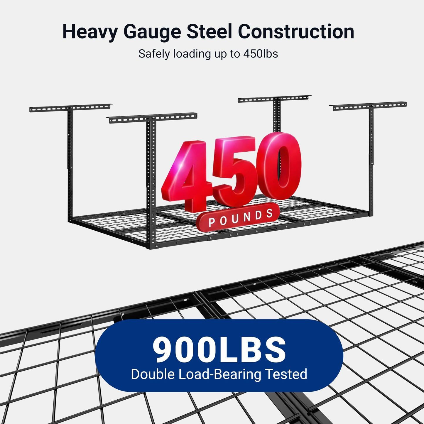 FLEXIMOUNTS 3x6 Overhead Garage Storage Adjustable Ceiling Rack 72" Length x 36" Width x 40" Height, 450lbs Weight Capacity, Black, Classic Series