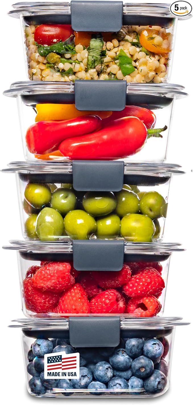 Rubbermaid Brilliance BPA-Free Food Storage Containers Multi Pack, 1.3 Cup