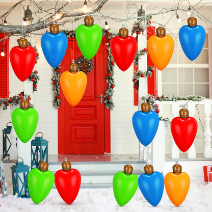 Vertintong 24 Pcs 10 Inch Inflatable Christmas Light Bulbs Ornaments Inflatable Christmas Ball Decorations Xmas Large Blow up Light Bulb Outdoor Indoor for Yard Lawn Tree Hanging Porch Garden Home