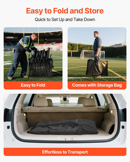 VEVOR Portable Folding Bench, 6 Seat Soccer Bench with Storage Pockets Cup Holders & Carrying Bag, Lightweight Sideline Seating with Sunshade for Football, Baseball, Camping, Outdoor Events, Black