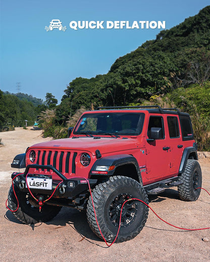 [2026 Upgraded] LASFIT H4 Tire Inflation Deflation System [No Leak & Kink] 200″ Wheelbase Universal Rapid High Flow Off Road Tire Deflator, 4 Tire Air Up Down to Inflate or Deflate at Once