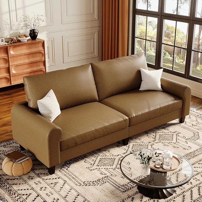 EASE MOOSE 70.6" Faux Leather Loveseat Sofa, Deep Seat Waterproof and