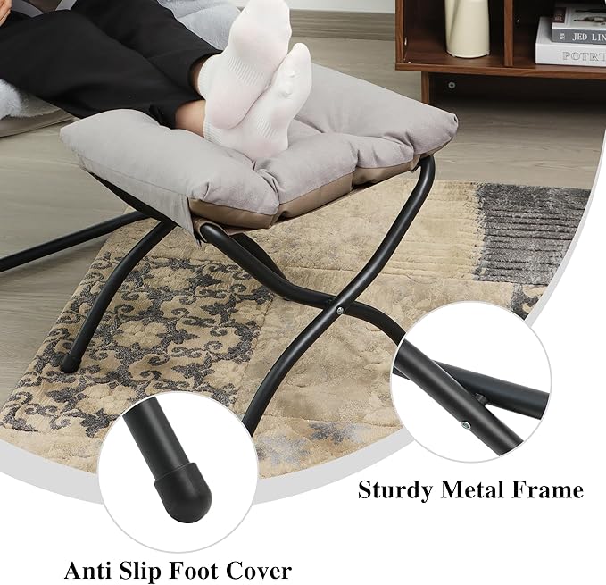 15" Folding Ottoman, Foldable Footrest Stool, Portable Small Foot Stool