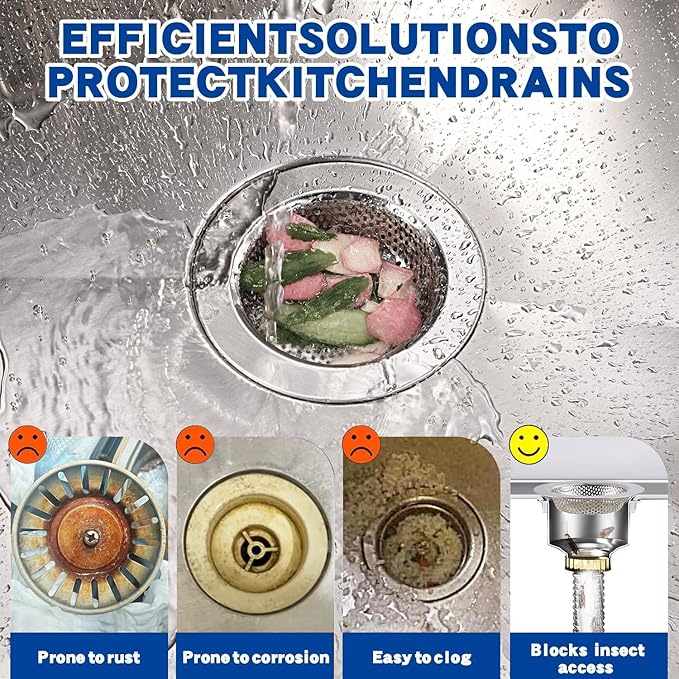 2PC Kitchen Sink Drain Strainer Stainless Steel
