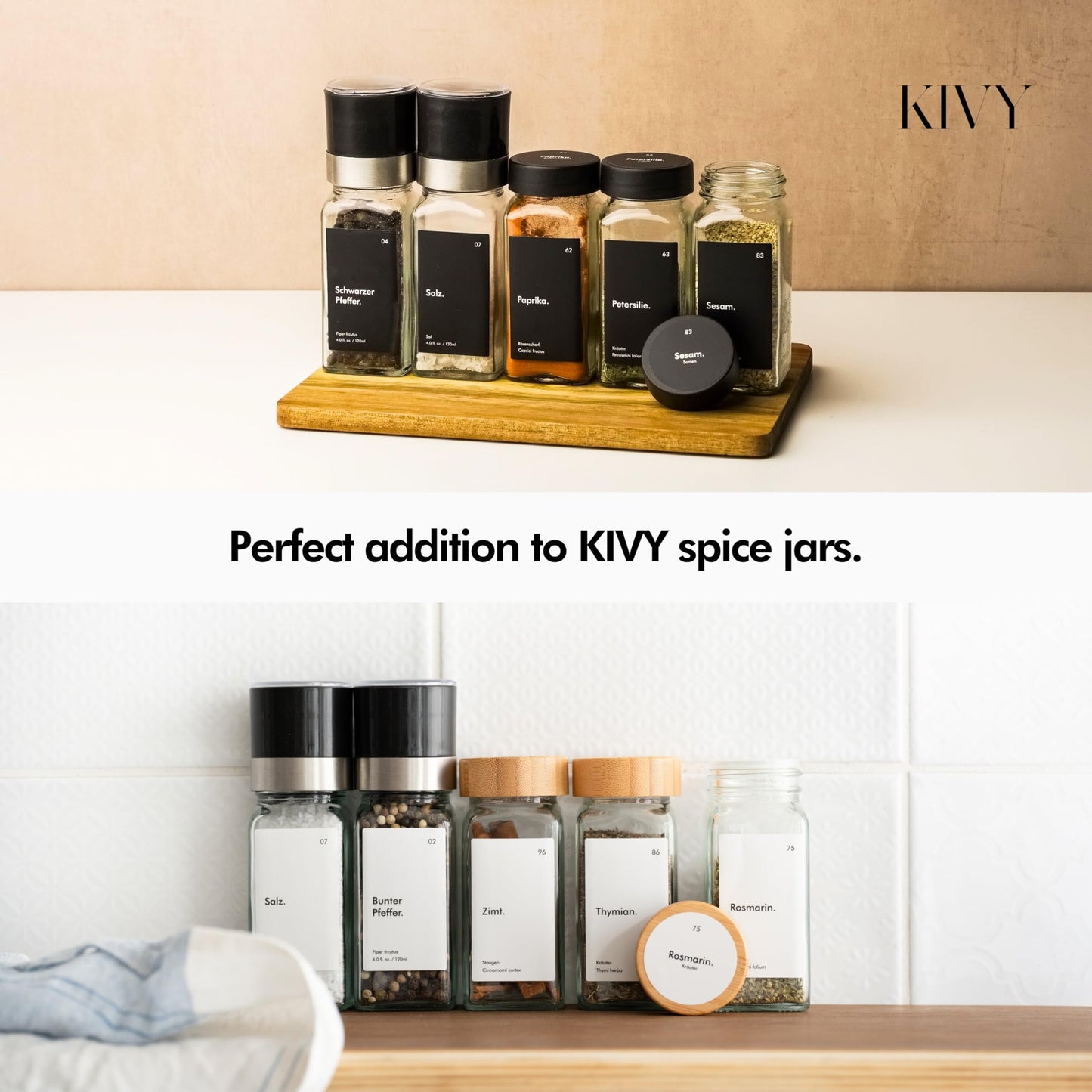 KIVY Salt and Pepper Grinder Set of 2 – Adjustable Ceramic Grinder – Spice Mill – Pepper & Salt Grinder