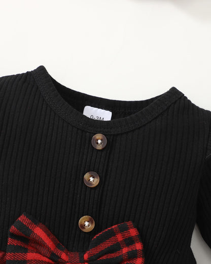 Baby Girl Christmas Outfits 6-9 Months 9-12 Month Girl Clothes Infant Girls Winter Dress Fall Spring Gifts Ribbed Ruffle Long Sleeve Red Plaid Dresses for Girls