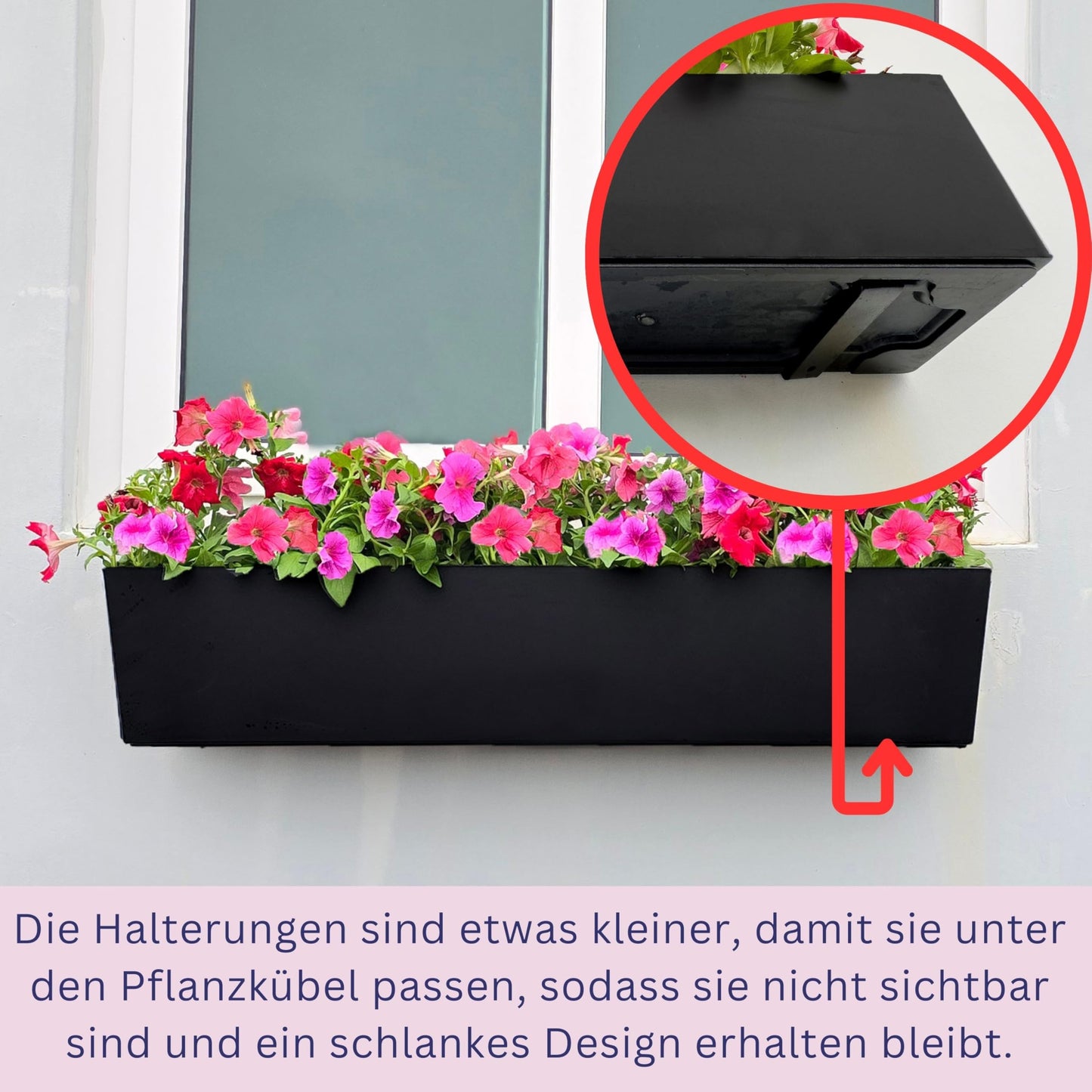 LaLaGreen Planter Boxes Outdoor (40 Inch, 1 Pack) Large Rectangular Self Watering System, Black Window Flower Boxes with Bracket Vertical Plant Container Wall Mount Indoor Succulent Herb Garden Home