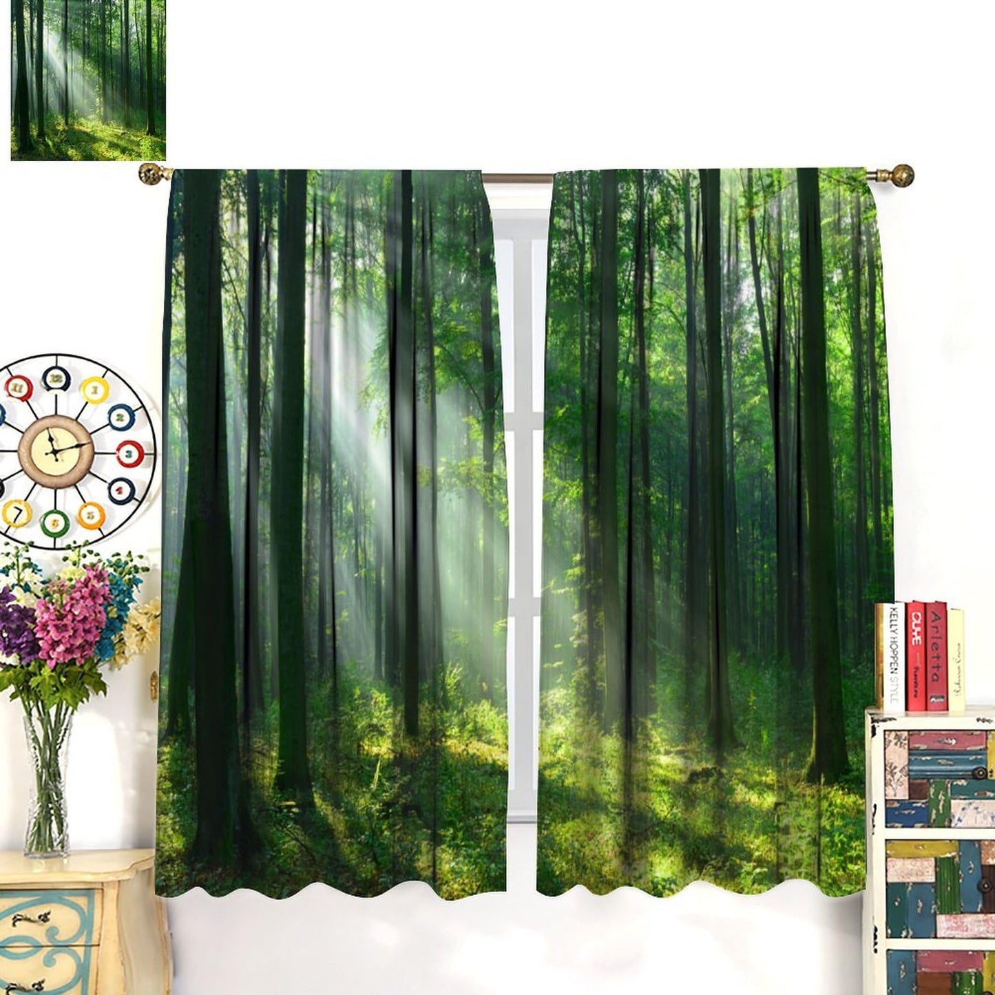 UFUH Nature Landscape Blackout Curtains,Spring Jungle Sunshine Forest Land Scenery Window Treatments for Bedroom Living Room Kitchen,2 Panels Set Total Size 42 x 45 Inch
