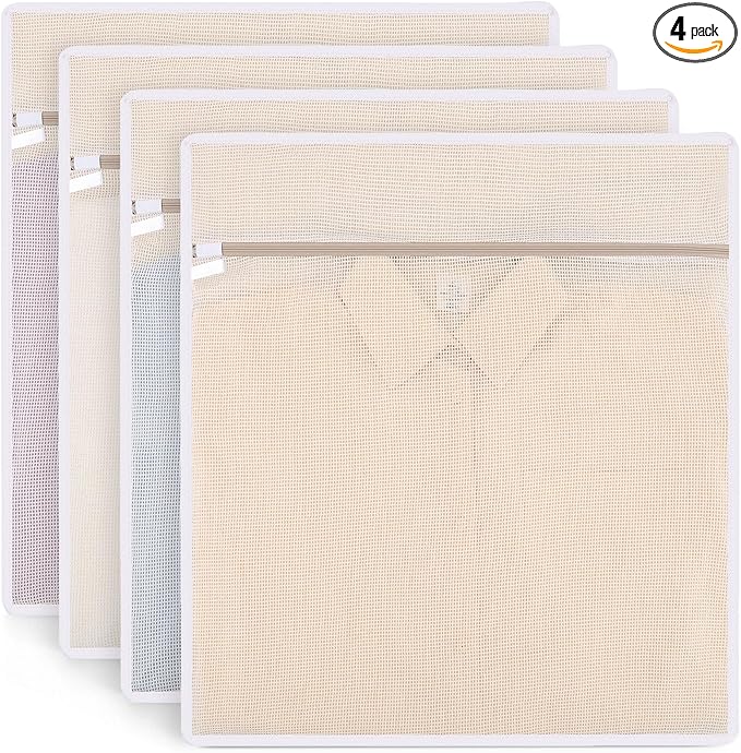 4Pcs Durable Cotton Mesh Laundry Bags