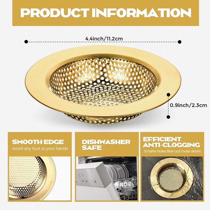 Retisee 2 Pcs Sink Strainer Stainless Steel Kitchen Sink Drain Strainer Basket